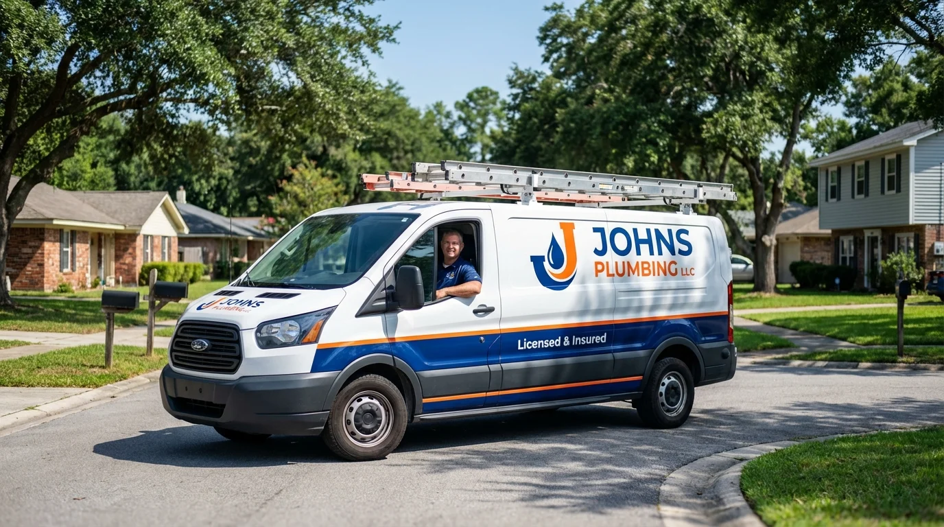 Johns Plumbing LLC service van in La Quinta, CA