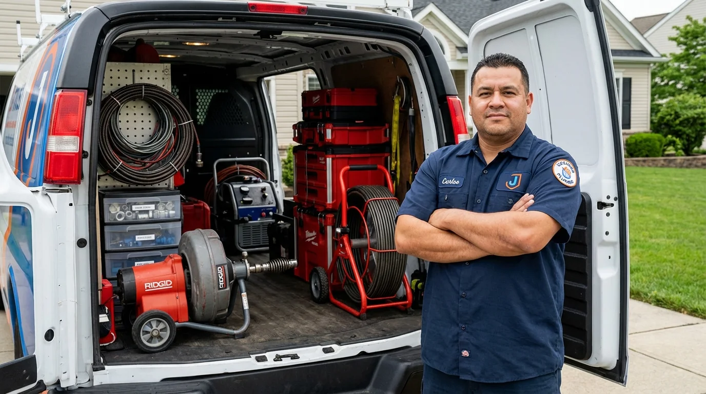 Professional drain cleaning equipment and Johns Plumbing LLC plumber in La Quinta