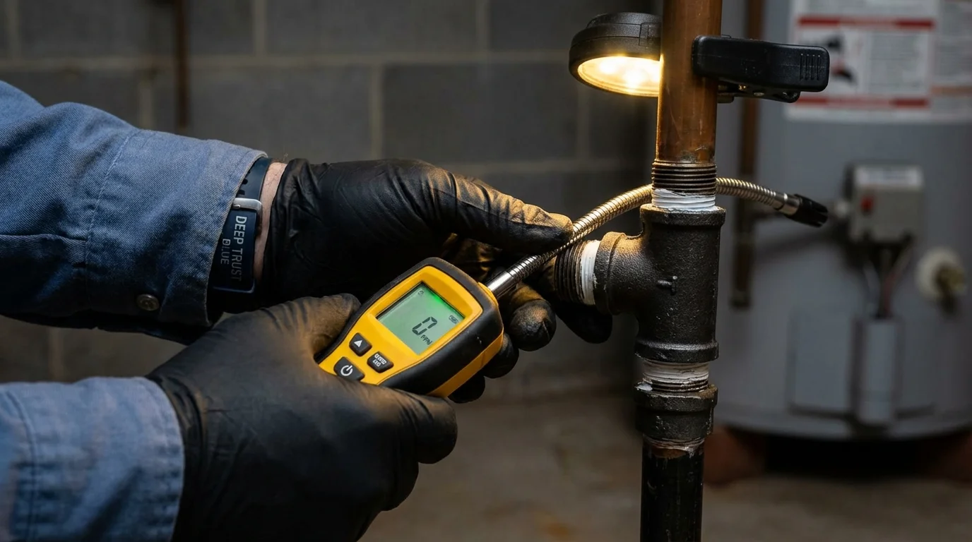 Gas leak detection with electronic sniffer by Johns Plumbing LLC in La Quinta